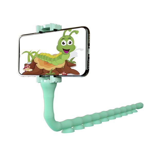 

new arriving cute worm shape 360 degree rotating lazy mobile phone holder with soft sucker