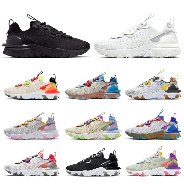 

selling womens mens epic react vision running shoes triple white black orange pn dust react element 55 athletic trainers sneakers