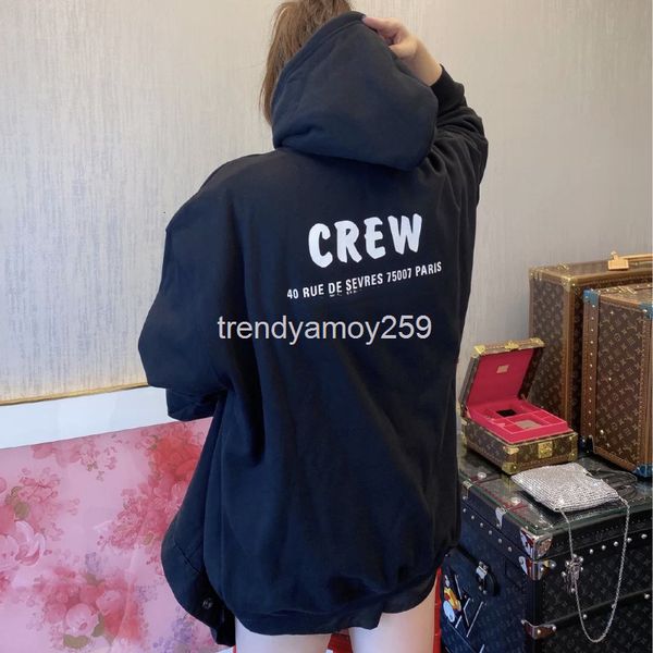 

women's hoodies & sweatshirts high version paris b family crew letter printing design hooded sweater men's and women's fashio, Black