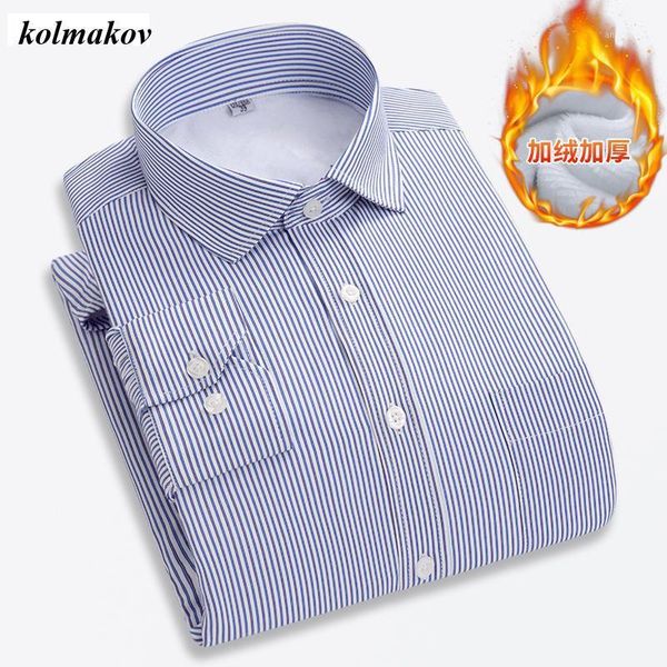 

2020 new arrival winter style men leisure thermal long sleeve shirts business casual men's stripe slim warm shirt size -5xl1, White;black