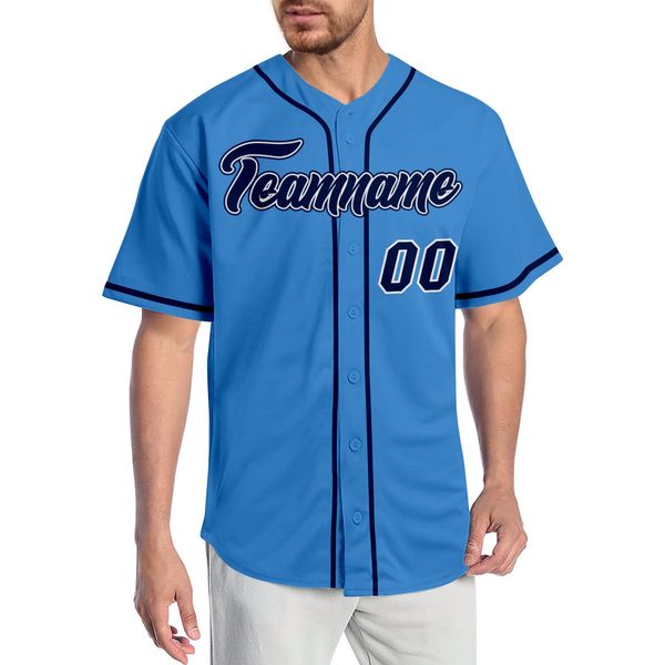

custom powder blue navy-white-01 authentic baseball jersey, Blue;black