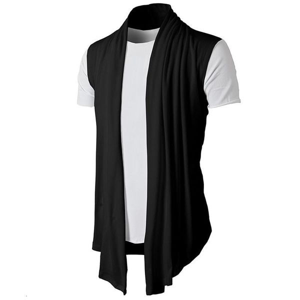 

2020 spring summer new personality joker solid color sleeveless casual men's cardigan fine cardigan cardigan hip hop vest, Black;white