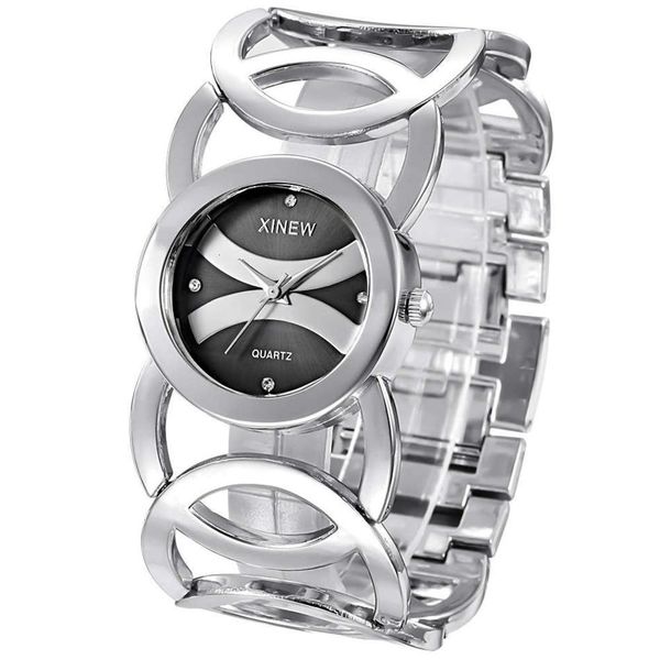 

bracelet band xinew watch steel women's new quartz watch, Slivery;brown