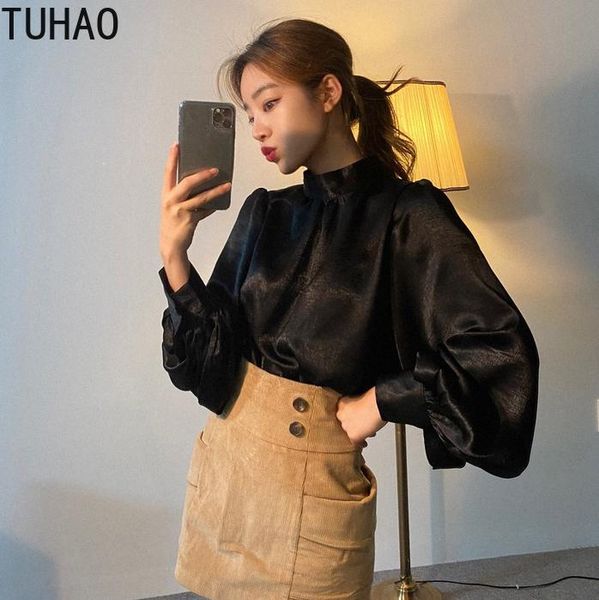 

tuhao white black puff sleeve blouses shirts women's shirt lantern sleeves blusas spring and autumn elegant shirt runway wm53