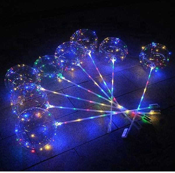 

qifu 1 набор 20 дюймов bobo воздушный шар со светодиодным светом прозрачный светлый балун день рождения день рождения декор детей свадебный