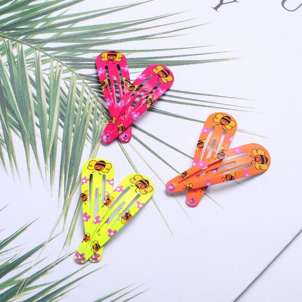 

12pcs printed snap hair clips bee flamingo pattern color mixing hairpins cute bobby clip girls hair accessories 5cm barrette bbyqkp, Black;brown
