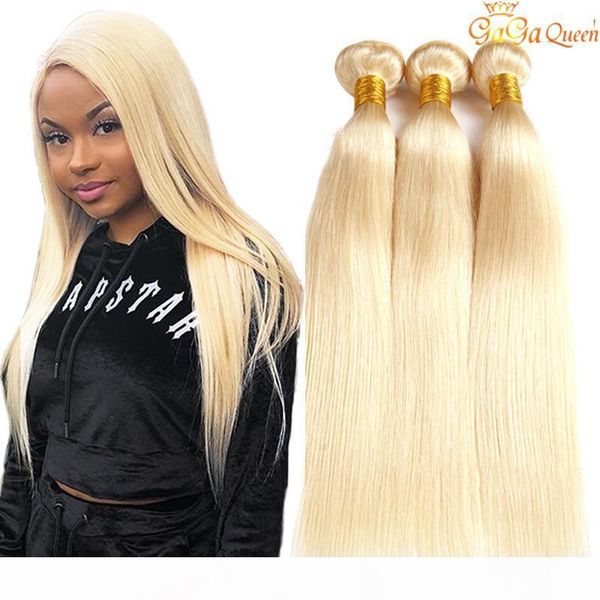

613 blonde peruvian straight hair weave 3 bundles peruvian virgin hair straight 613 human hair extensions gagaqueen, Black