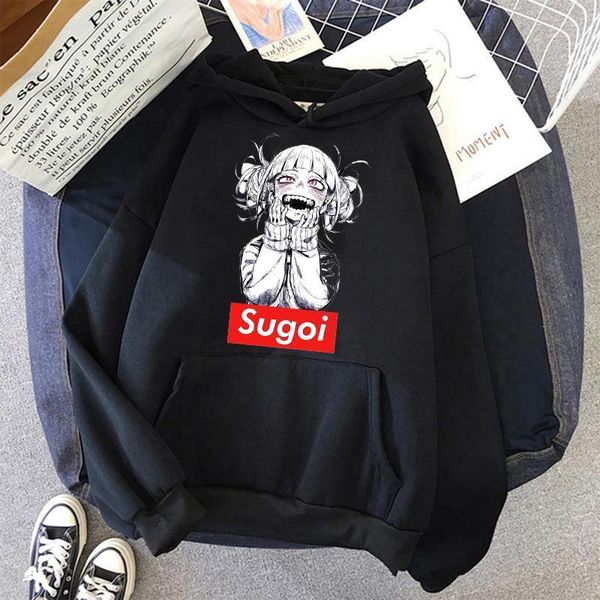 

japanese anime my hero academia hoodies men streetwear funny harajuku boku no hero academia sweatshirt 90s hoody male graphic, Black