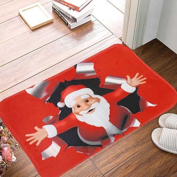 

40*60cm merry christmas mat grippers outdoor carpet santa claus snowman chritsmas pattern flannel floor doormat xmas home decor