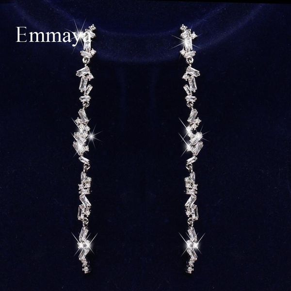 

emmaya long shape earring modern design cubic zircon irregular arrangement fascinating jewelry for women noble dress, Golden;silver