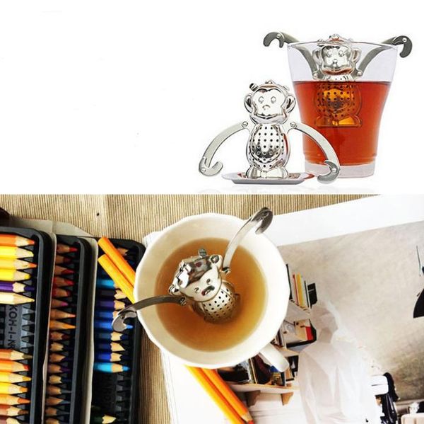 Tier-Tee-Ei aus Edelstahl, niedlicher hängender Affe, Tee-Ei, Siebe, kreatives Tee-Werkzeug SN4990