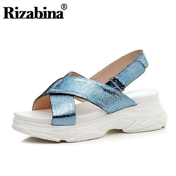 

dress shoes rizabina solid colors simple metal buckle real leather fashion sandals sneakers ins platform summer women size 34-39, Black