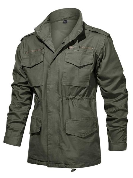 TACVASEN Army Field Jacket Mens 65 Cotton Hooded Coat Green Tactical ...
