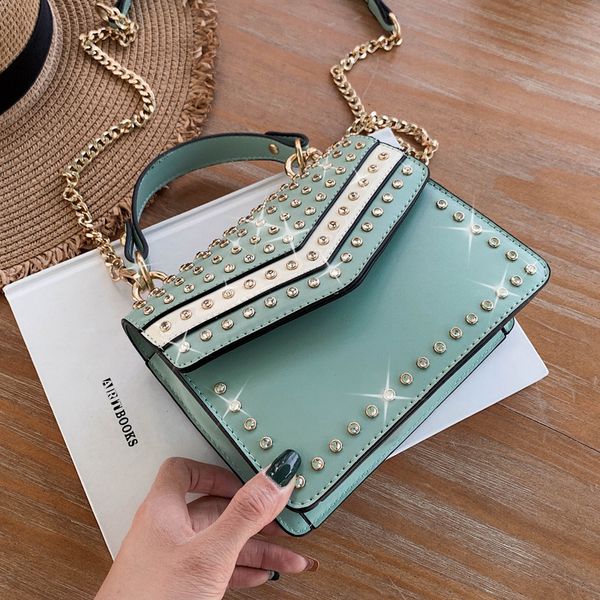 

elegant female tote bag 2019 fashion new pu leather women's designer handbag diamond chain shoulder messenger bags c0121
