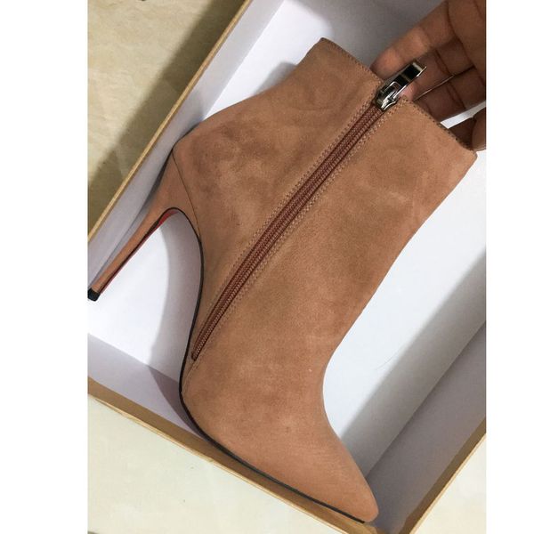 

winter fashion lady red bottom ankle boot eleonor botta shorts boot women suede leather high heels winter boots eu35-43,with box, Black