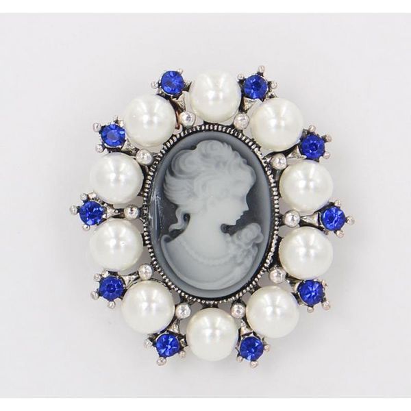 

women vintage sparkle rhinestone crystal studded cameo victoria queen head brooch retro cameo suit lapel pins j sqcbxw homes2007, Gray
