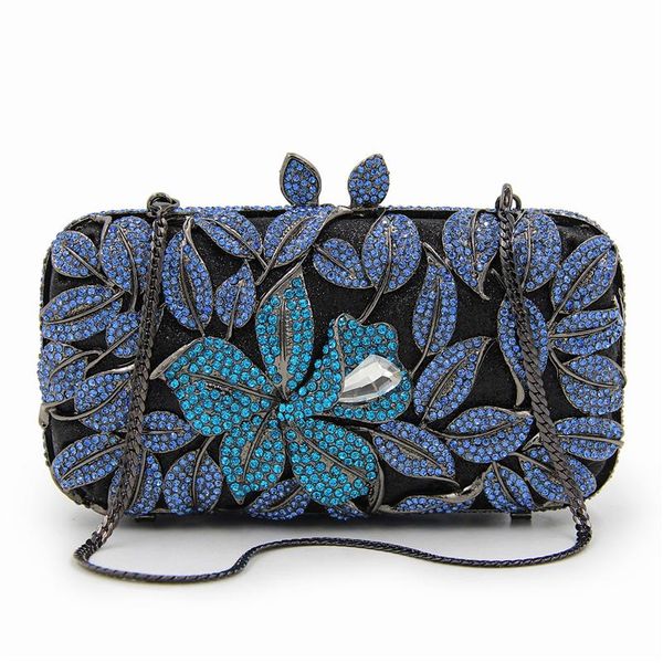 

xiyuan blue crystal evening bag black clutch white rhinestone women party purse fashion silver metal lady dinner banquet handbag