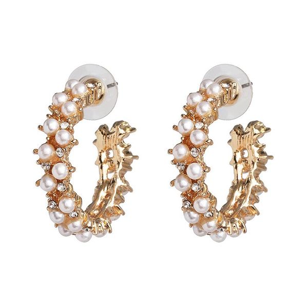 

hoop & huggie vintage korean earrings for women handmade sweet simulated pearl circle jewelry pendientes gifts accessories brincos, Golden;silver
