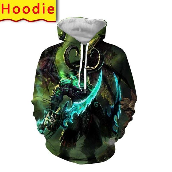 

men's hoodies & sweatshirts illidan stormrage hoodie sweatshirt 3d print men harajuku funny pants casual jacket streetwear tee shirt an, Black