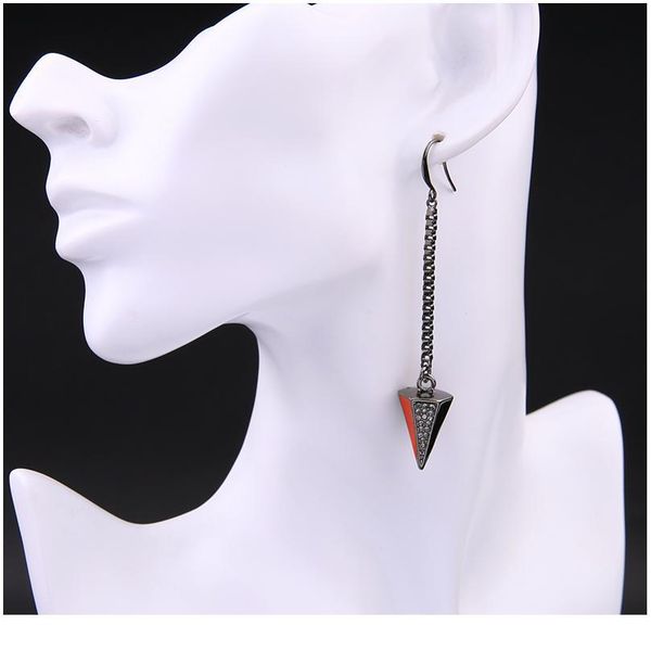 

alloy fashion vintage earrings new design enamel rhinestone rivets steampunk earrings for girls alloy qylxkk, White