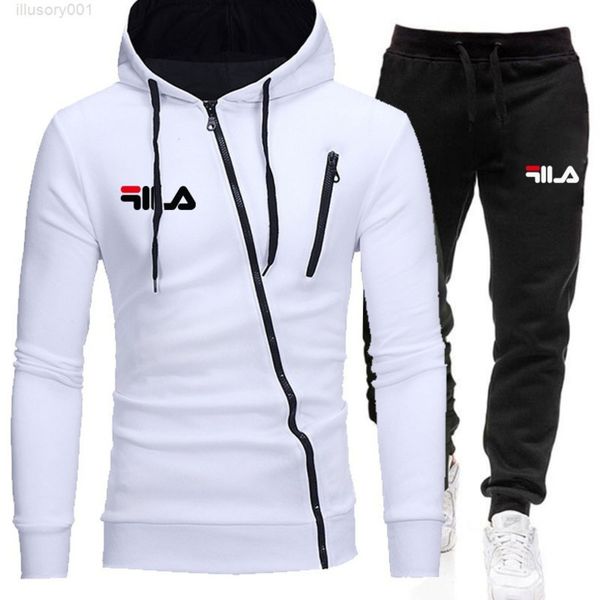 

2021 autumn trend men's hoodie sets casual sports zipper men plus size jogging set, Black