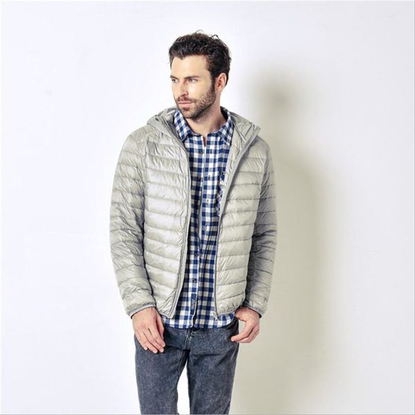 

20 autumn and winter light men's down jacket short style own brand hooded plus size men's jacket, Black