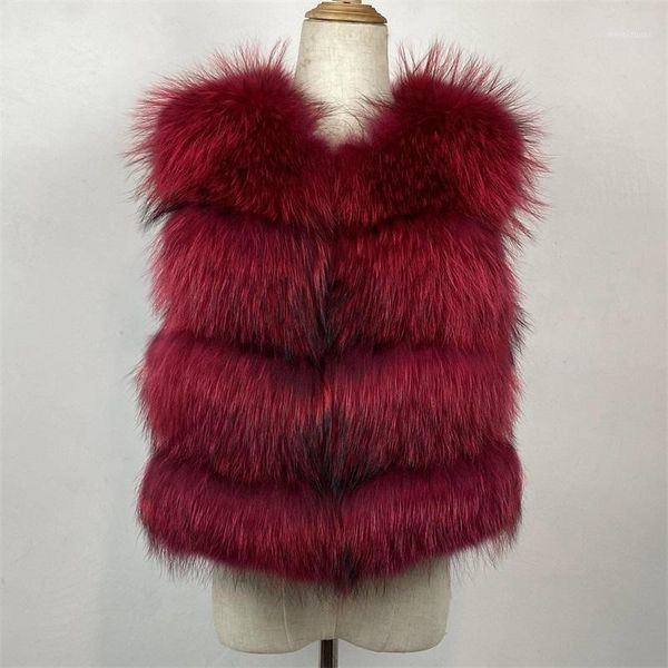 

kejinyuanreal raccoon fur vest silver fur new gilet waistcoat women winter fashion short vest, Black