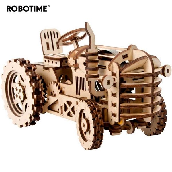 

robotime creative movable diy tractor wooden model building kits assembly toy gift for children lk401 dropshipping y200413
