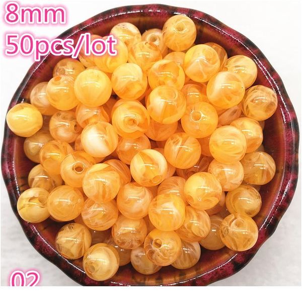 

50pcs/lot 8mm imitation natural stone round acrylic beads spacer loose beads for jewelry making 50pcs qylqeb