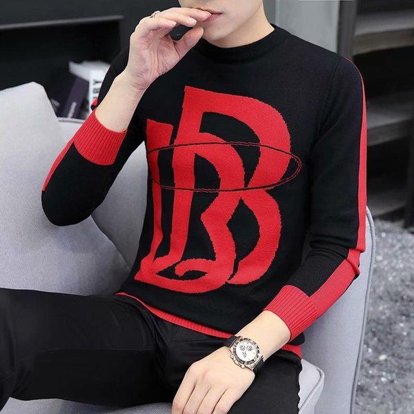 

hong kong style sweater men's autumn winter korean fashion brand casual fashion british style youth trend bottoming shirt tide, White;black