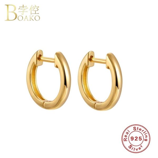 

boako piercing pendientes bling zircon cartilage stud earrings for woman girl genuine 925 sterling silver earring fine jewerly, Golden;silver