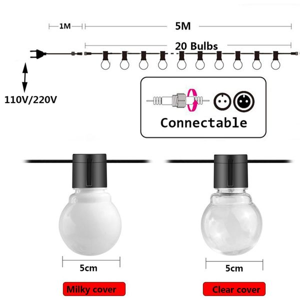 

6m festoon led globe fairy string light christmas garland 20 led fairy light bulb outdoor for wedding garden party decoration bbytlx