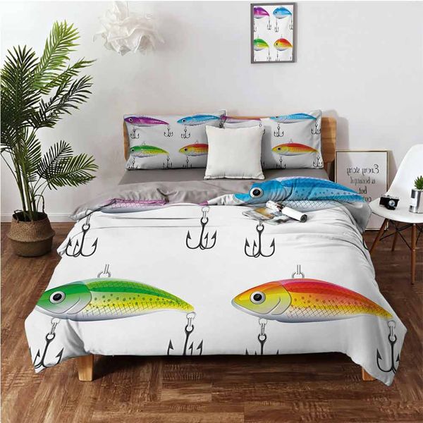 

collection of fishing lures in trout shape trap for sea mammals creatures picturebedding 3-piece set