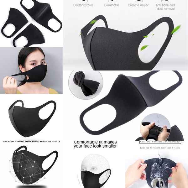 

black fashion anti dust protective cotton mask solid cotton face mask cute mouth muffle masks outdoor fashion cnrj58
