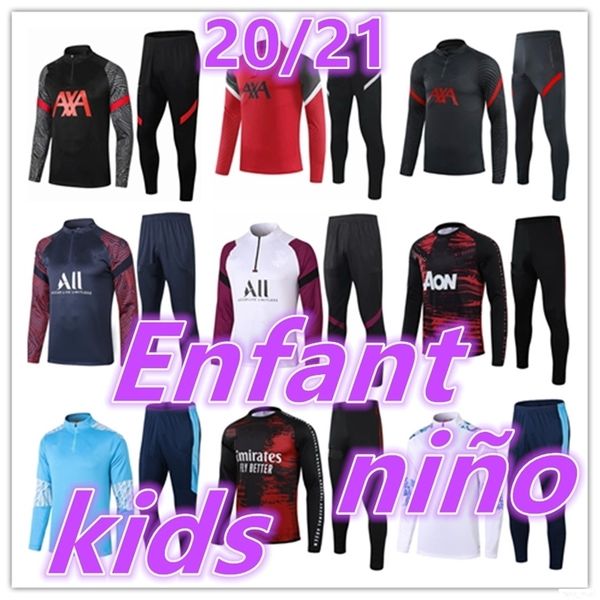 

2020 2021 new kids soccer tracksuit football training kids football kits new kids football training suit jogging jacket tracksuits, Black