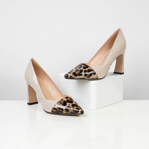 

pumps 2021 female genuine 22-24.5cm patent leopard print shoes 8.5cm heel 1 e77d, Black