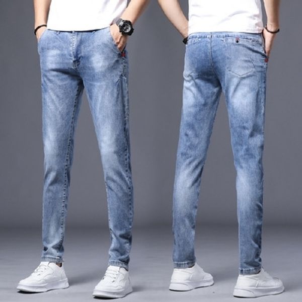 

zpts new arrival designer luxury mens jeans washed jeans style us biker washedslim-leg jeans fashion causal hole size 28-38, Blue