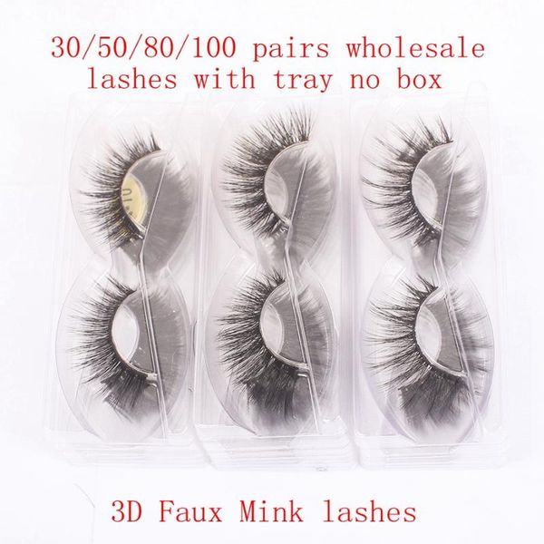 

false eyelashes wholesale lash 30/50/80/100 pairs faux mink eyelash 3d fake lashes no box case handmade natural long makeup