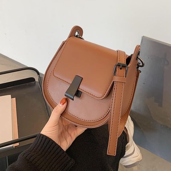 

2021 fashion saddle women crossbody bag designer wide strap shoulder bags luxury pu leather messenger bag lady purse