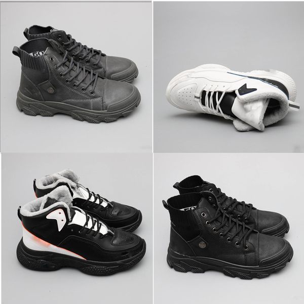 

new winter platform snow boots waterproof anti-skid add velvet to keep warm comfortable rubber mens shoes, Black