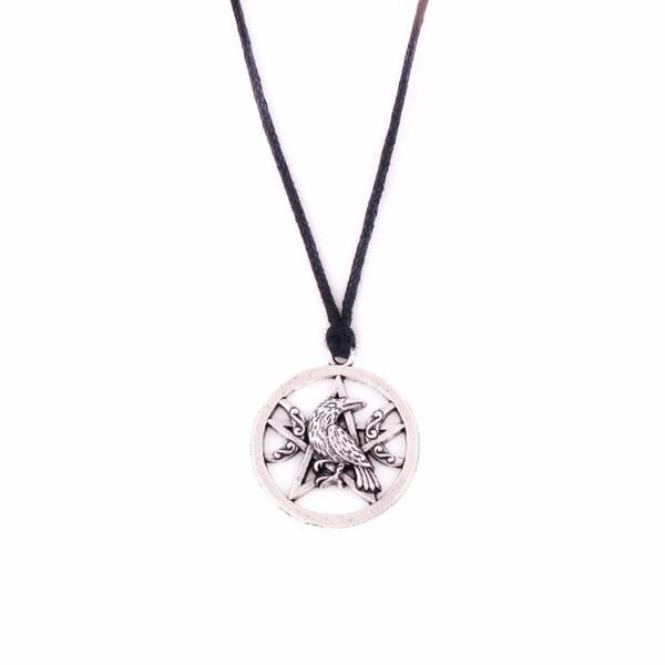 

Hot Sale Raven Moon pentagram necklace spiritual jewelry pagan adjustable, Silver