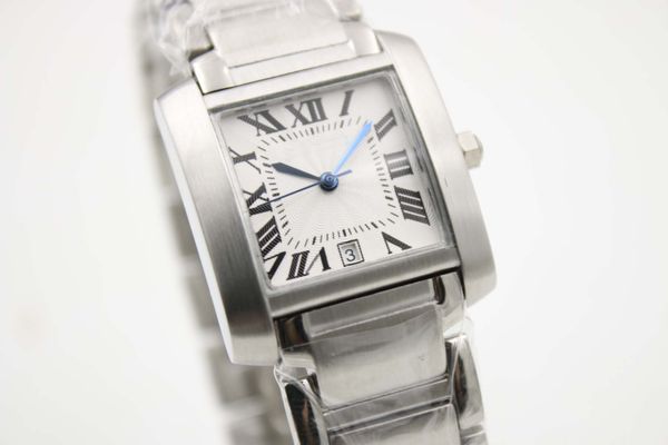 

quartz movement 28mm white square dial women watch folded clasp 316 stainless band ing, Slivery;brown