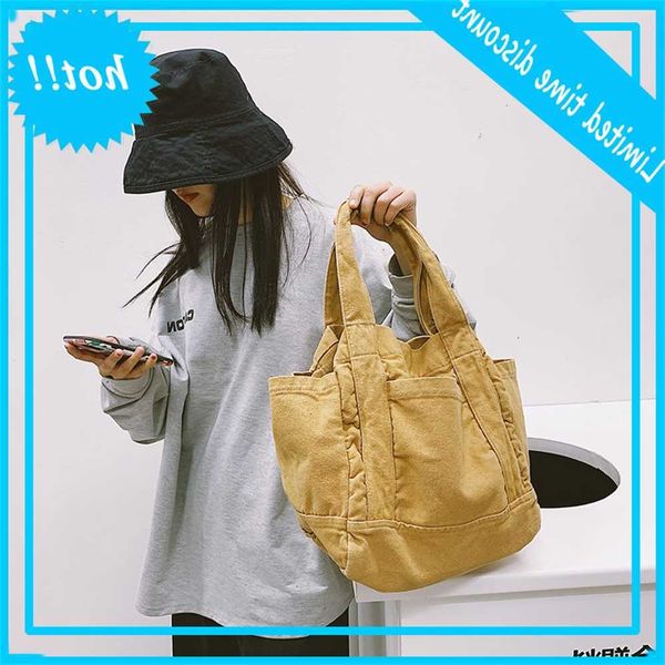 

korean version simple large capacity single shoulder women's solid casual handbag canvas bag