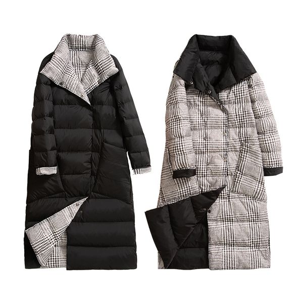 

getspring women jackets down coats color matching plus size long down jackets women vintage black white winter coats women 2020 q1215