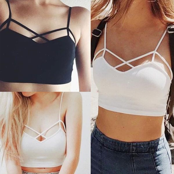 

summer crop skinny boho beach vest underwear lace up white black tank padded bra cotton casual strapless hollow