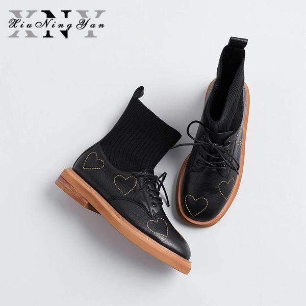 

fashion women's casual shoes short boots european american style soft genuine leather heart-shaped wool mouth boots1, Black