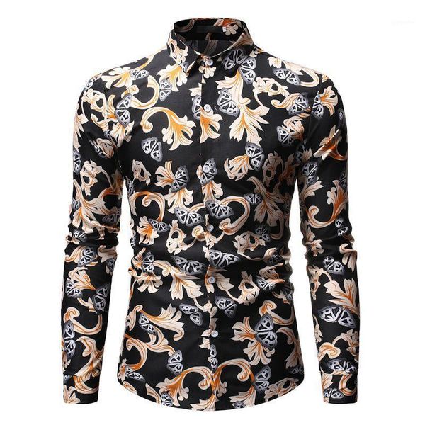 

long shirt dress hip hop floral shirt for men flower print leisure blouse men hawaiian style black red blue1, White;black