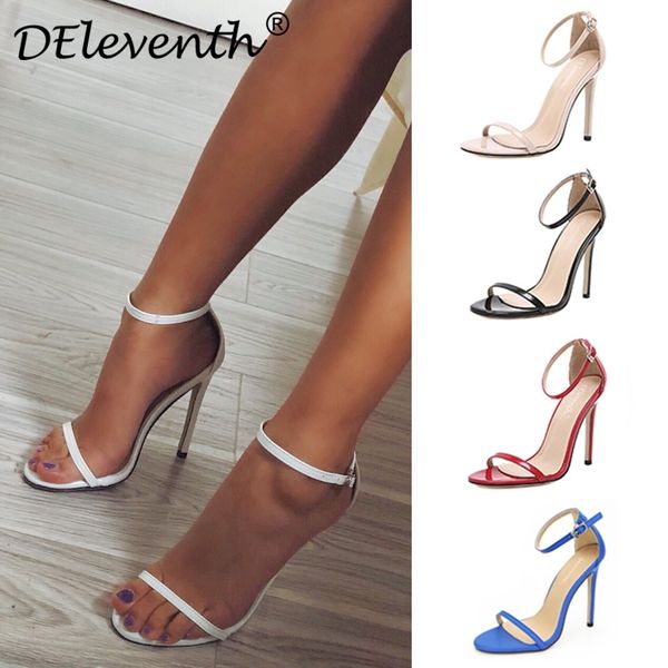 

deleventh classics women red wedding shoes peep toe stiletto high heels shoes woman sandals black red nude big size 43 us10 y200323