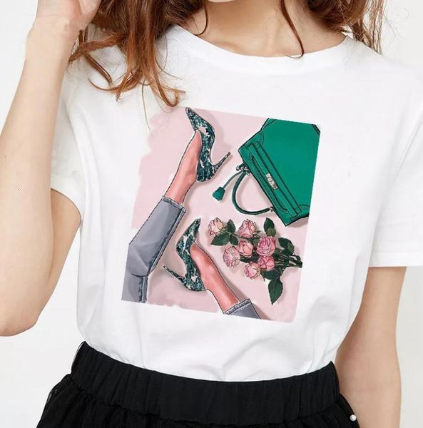 

harajuku style print t shirt women short sleeve o neck loose tshirt 2020 summer women tee shirt camisetas mujer, White