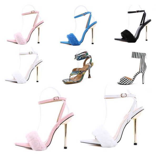 

ale womens sandals pumps summer high heel stiletto leather open toes slip on good quality casual home size 36-41, Black